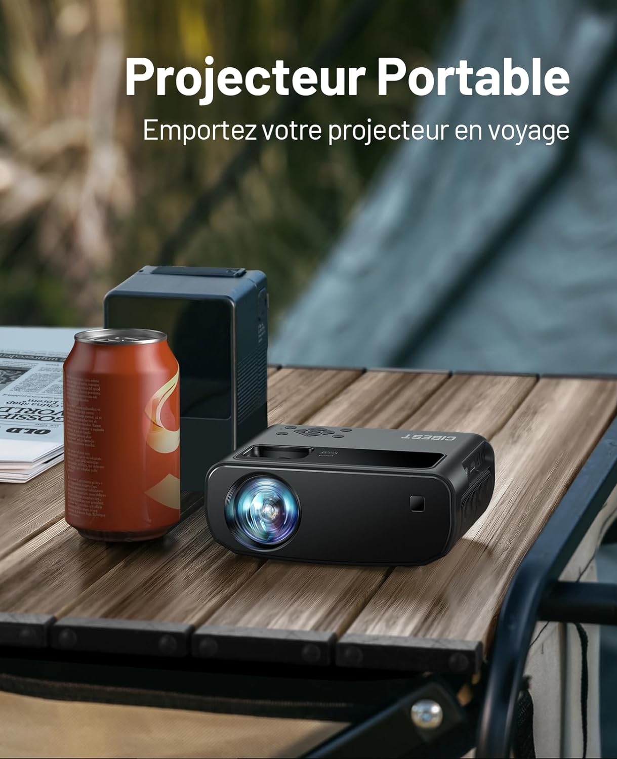 Projetor, Mini projetor ELEPHAS WiFi Full HD 1080P, projetor portátil de 15000 Lux compatível com iOS/Android/Tablet/PC/TV Stick/USB (tripé incluído)